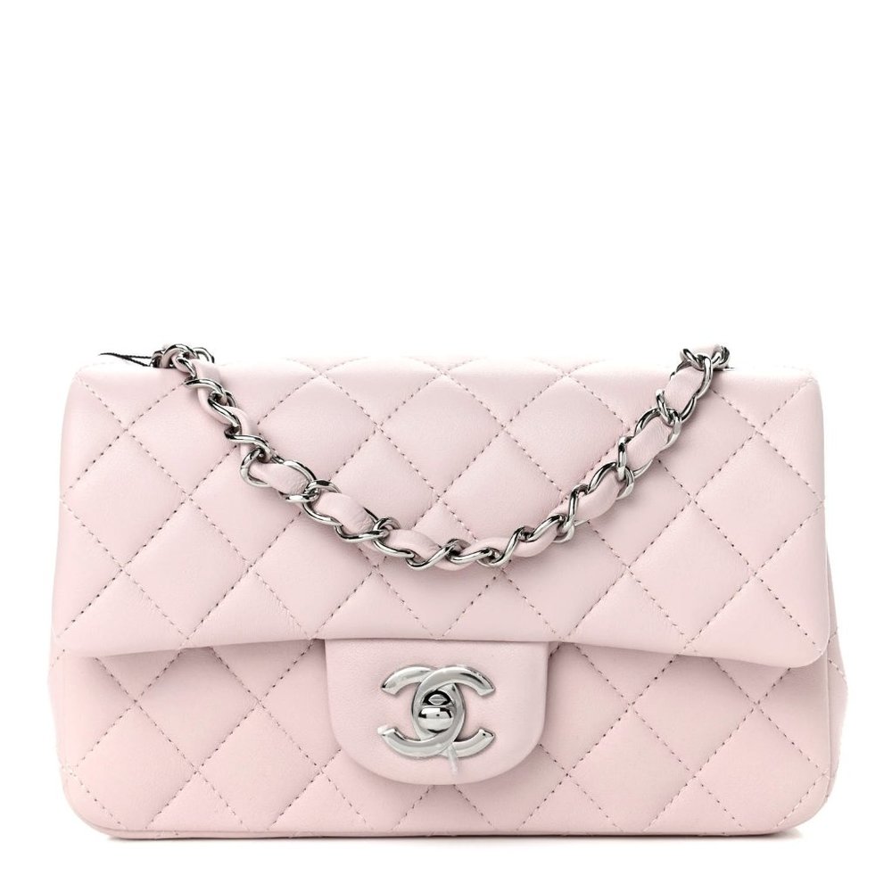 Brand New Authentic CHANEL Lambskin Quilted Mini Rectangular Flap (Light Purple)